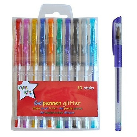10 stuks glitter gekleurde gelpennen
