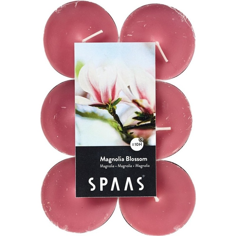 12x Maxi geurtheelichtjes Magnolia Blossom roze 10 branduren