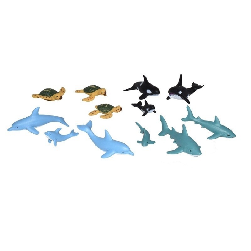 12x Zeedieren/oceaan dieren familie speelgoed figuren