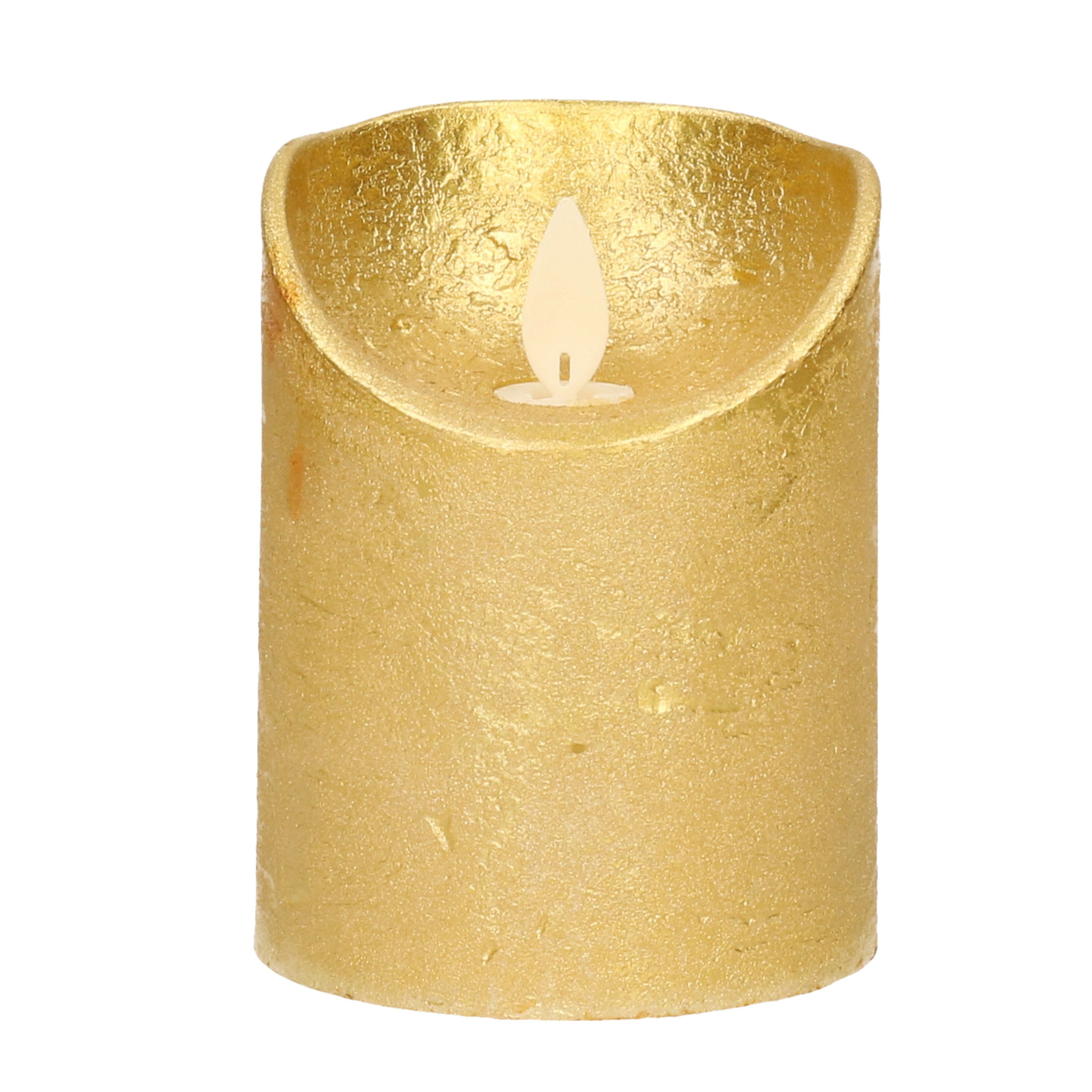 1x Gouden LED kaarsen stompkaarsen met bewegende vlam 10 cm