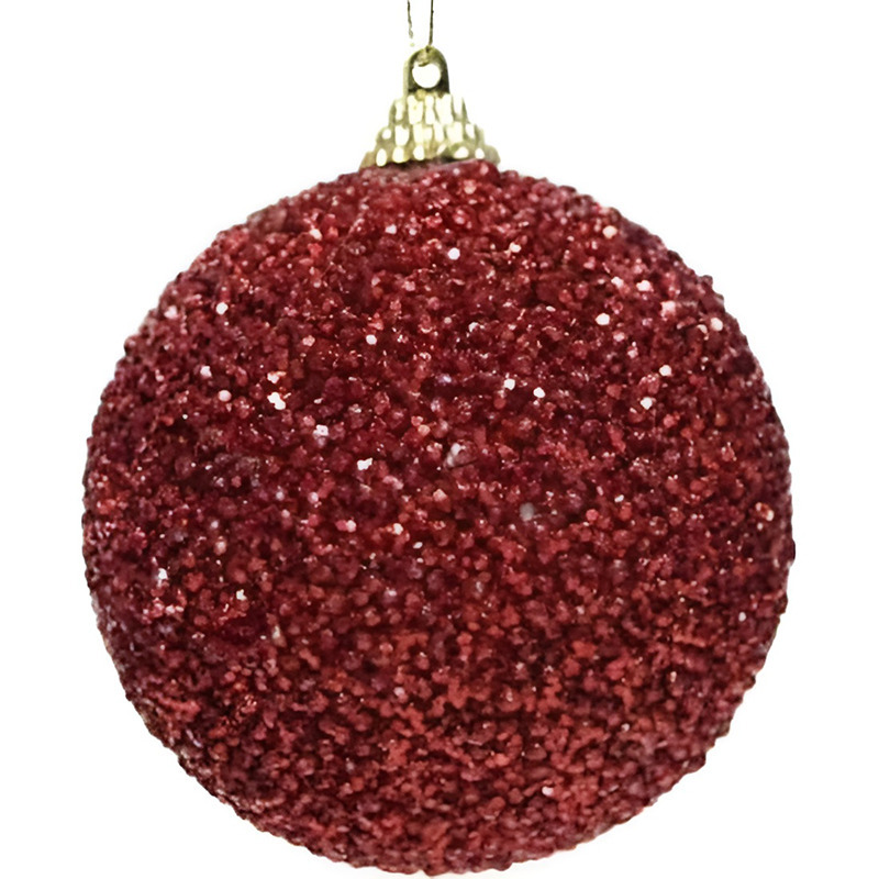 1x Kerst rode glitter kralen kerstballen 8 cm kunststof