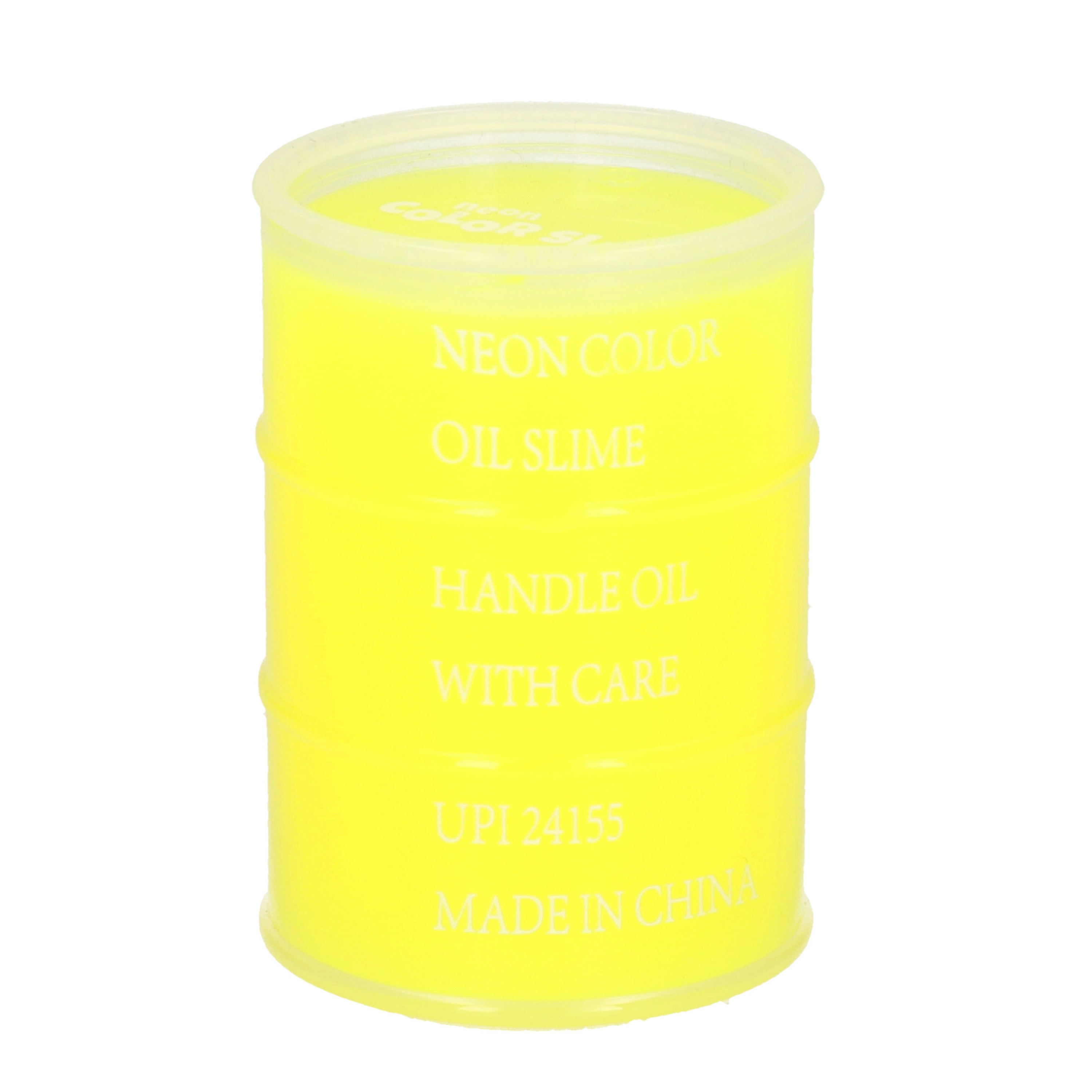 1x Potjes speelgoed/hobby slijm geel in olievat 5,5 x 8 cm 150 ml inhoud