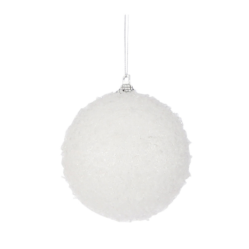 1x Witte sneeuw kerstballen sneeuwballen 8 cm