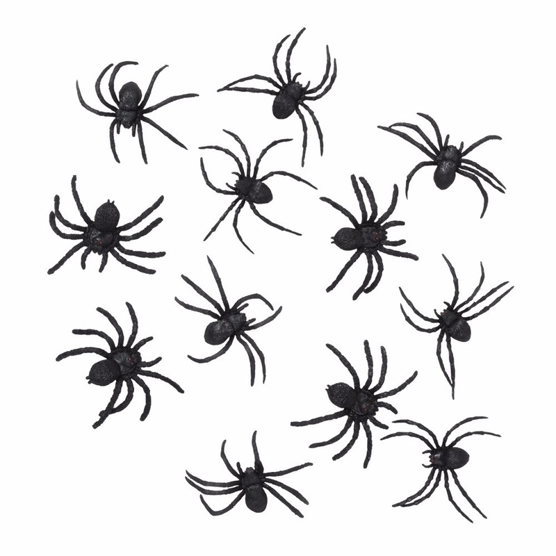 24 zwarte decoratie spinnetjes 8 cm
