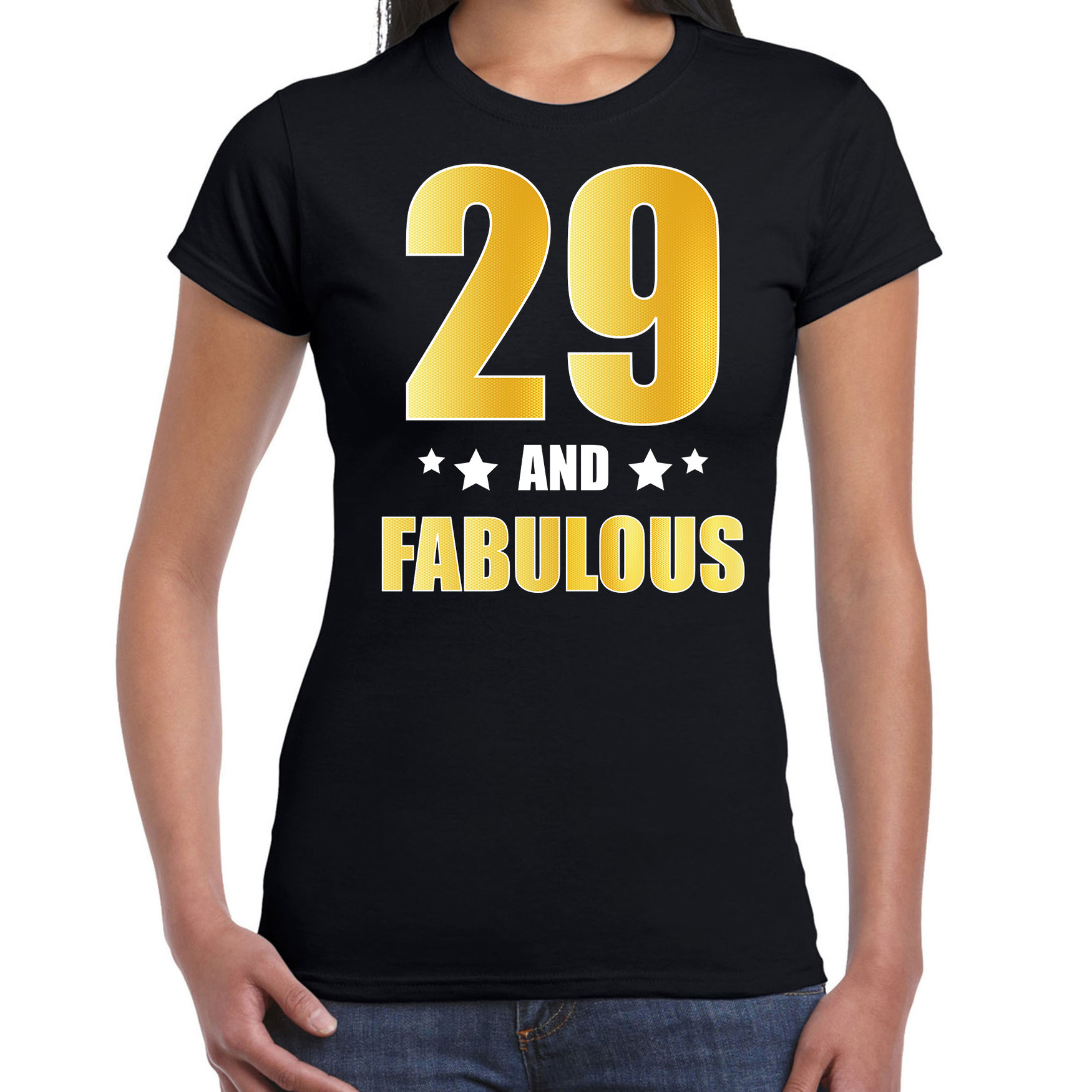29 and fabulous verjaardag cadeau t shirt shirt goud 29 jaar zwart voor dames