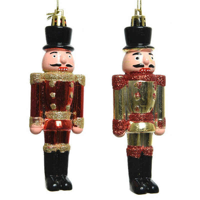 2x Kerstboomhangers notenkrakers poppetjes soldaten groen 9 cm