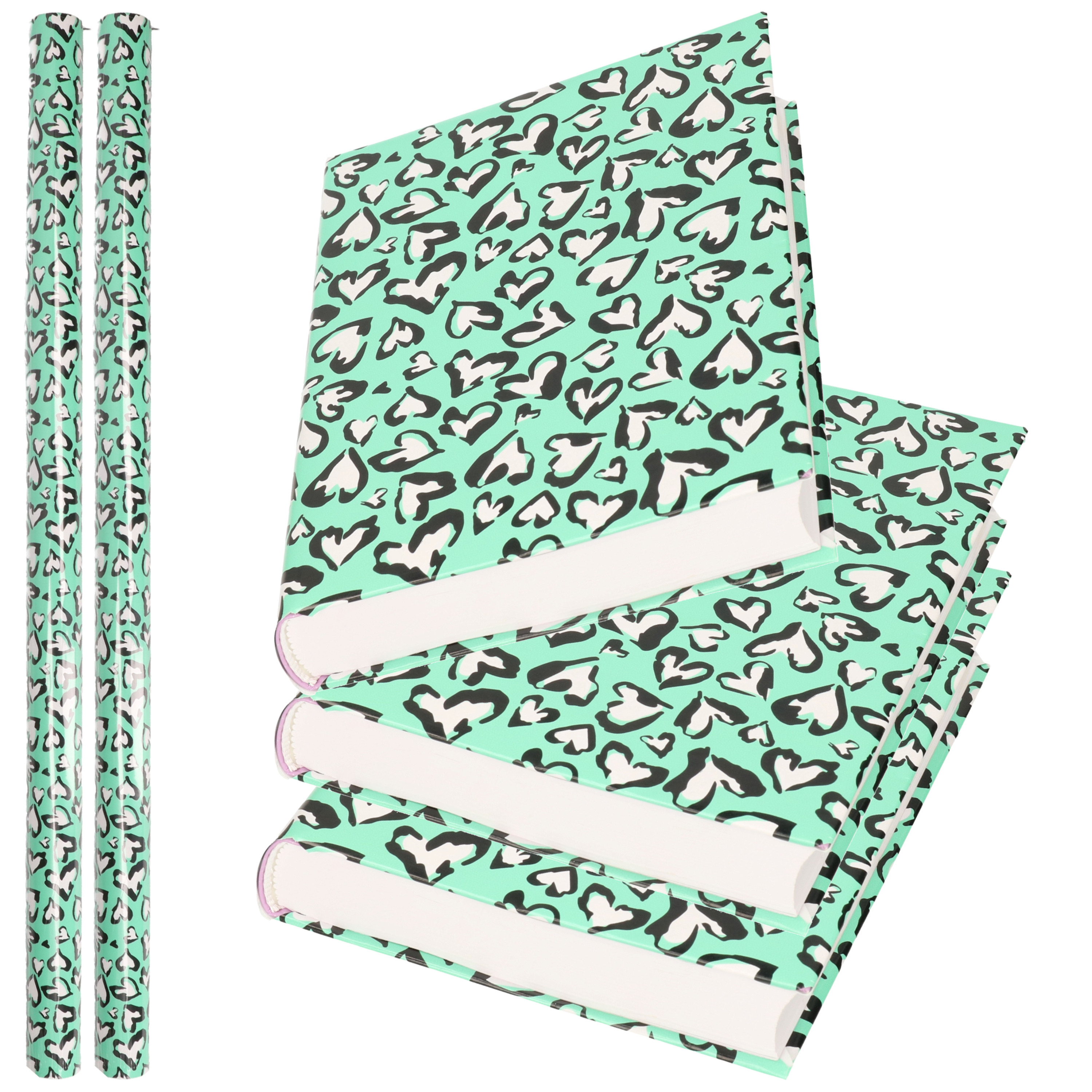 2x Rollen kadopapier schoolboeken kaftpapier Noah groen 200 x 70 cm