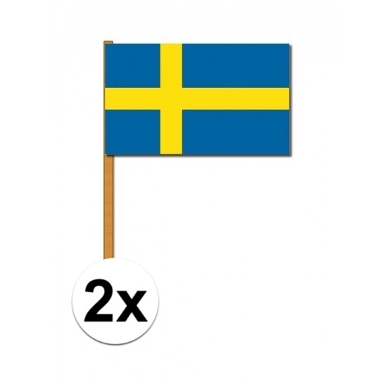2x Zwaaivlaggetjes Zweden