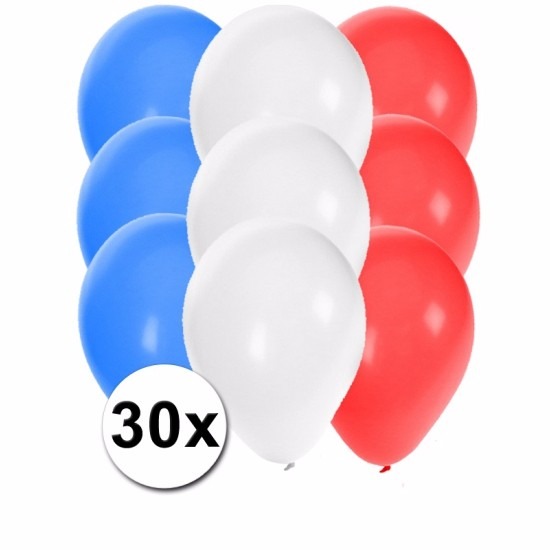 30 stuks party ballonnen in de Franse kleuren