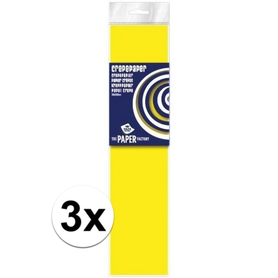 3x Crepe papier plat neon geel 250 x 50 cm knutsel materiaal