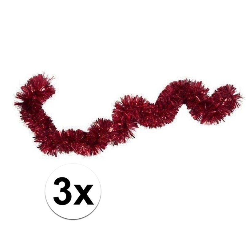 3x Folieslinger kerstslinger rood 15 cm x 2 m