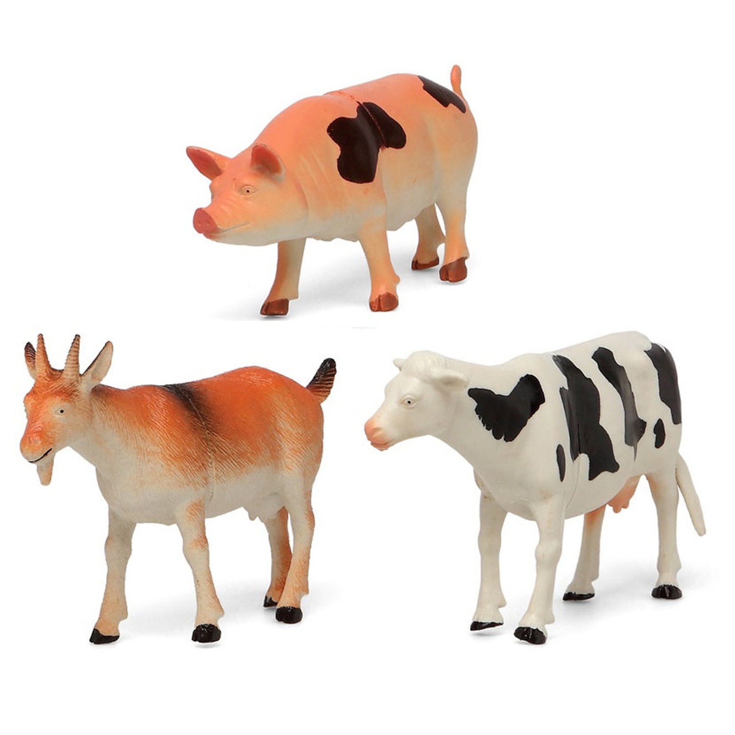 3x Plastic boerderij dieren speelgoed figuren 17 cm voor kinderen
