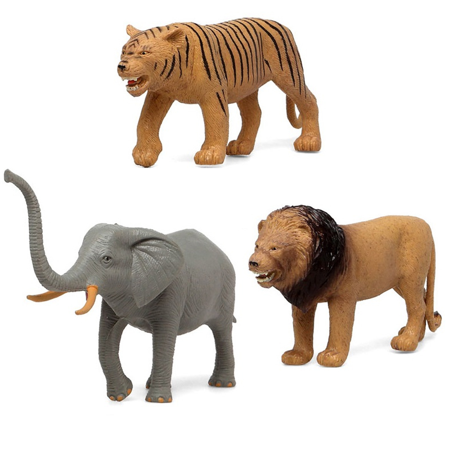 3x Plastic safari dieren speelgoed figuren 21 cm voor