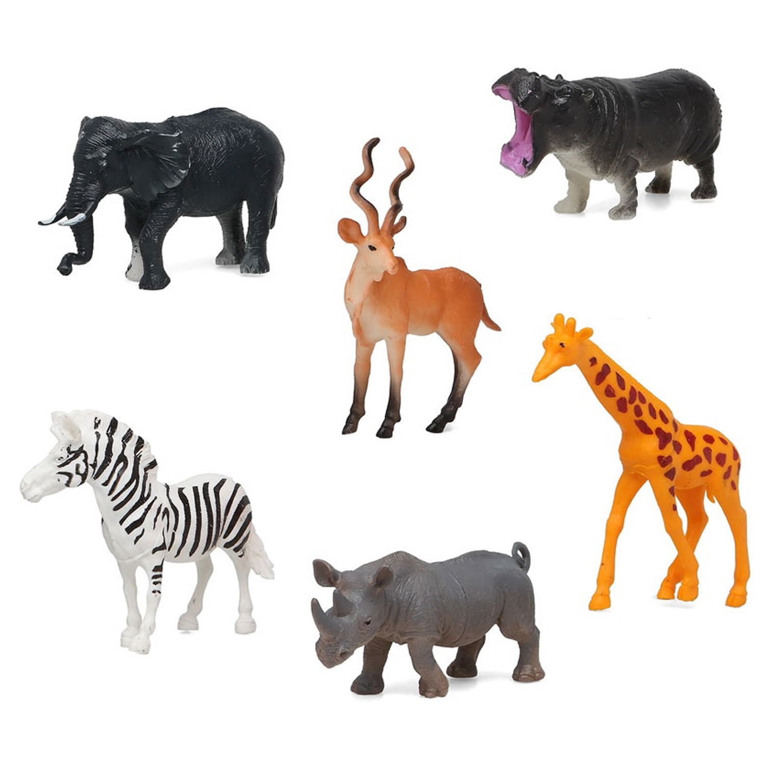 6x Plastic safari/jungle dieren speelgoed figuren 14 cm voor kinderen