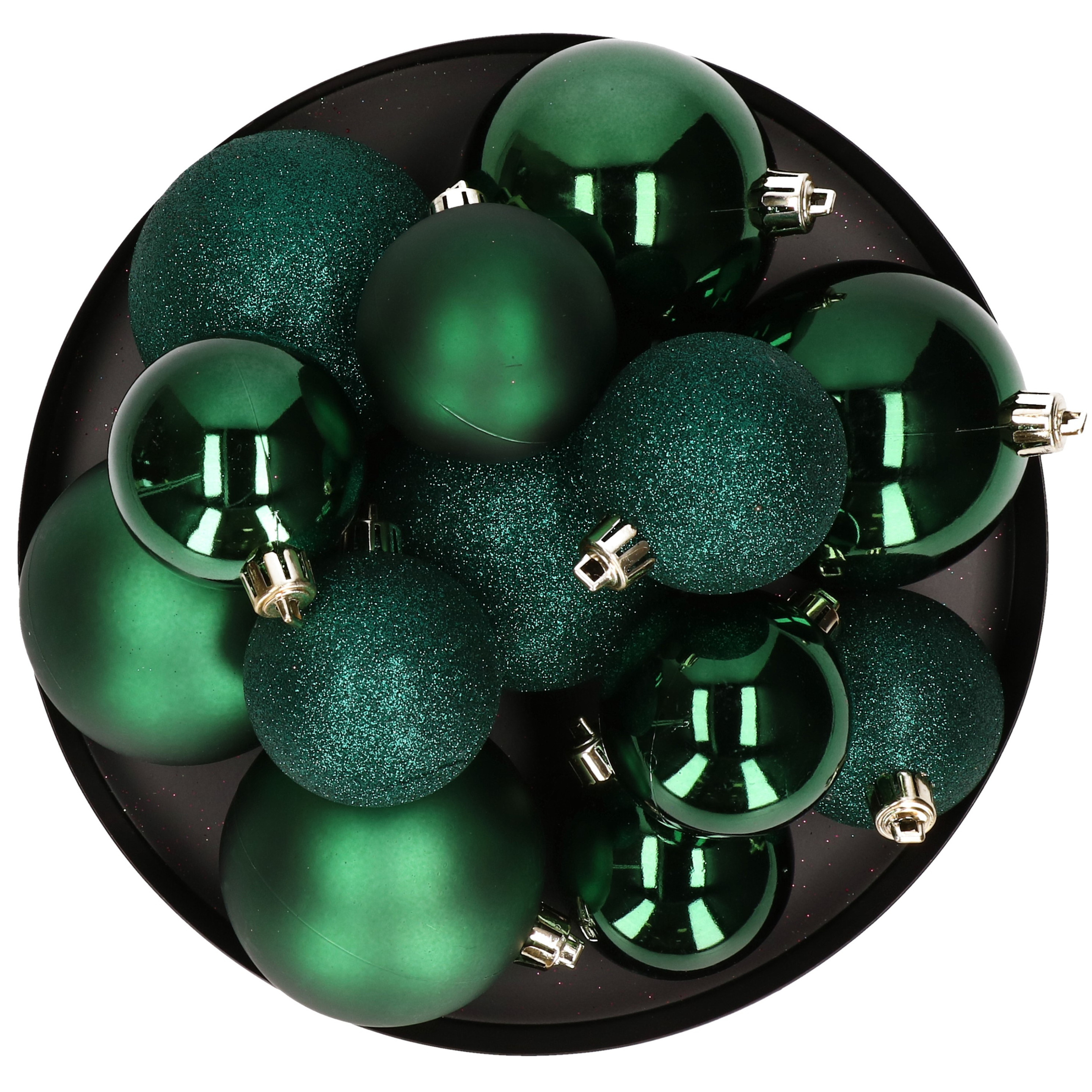 6x stuks kerstballen 8 cm donkergroen kunststof mat glans glitter