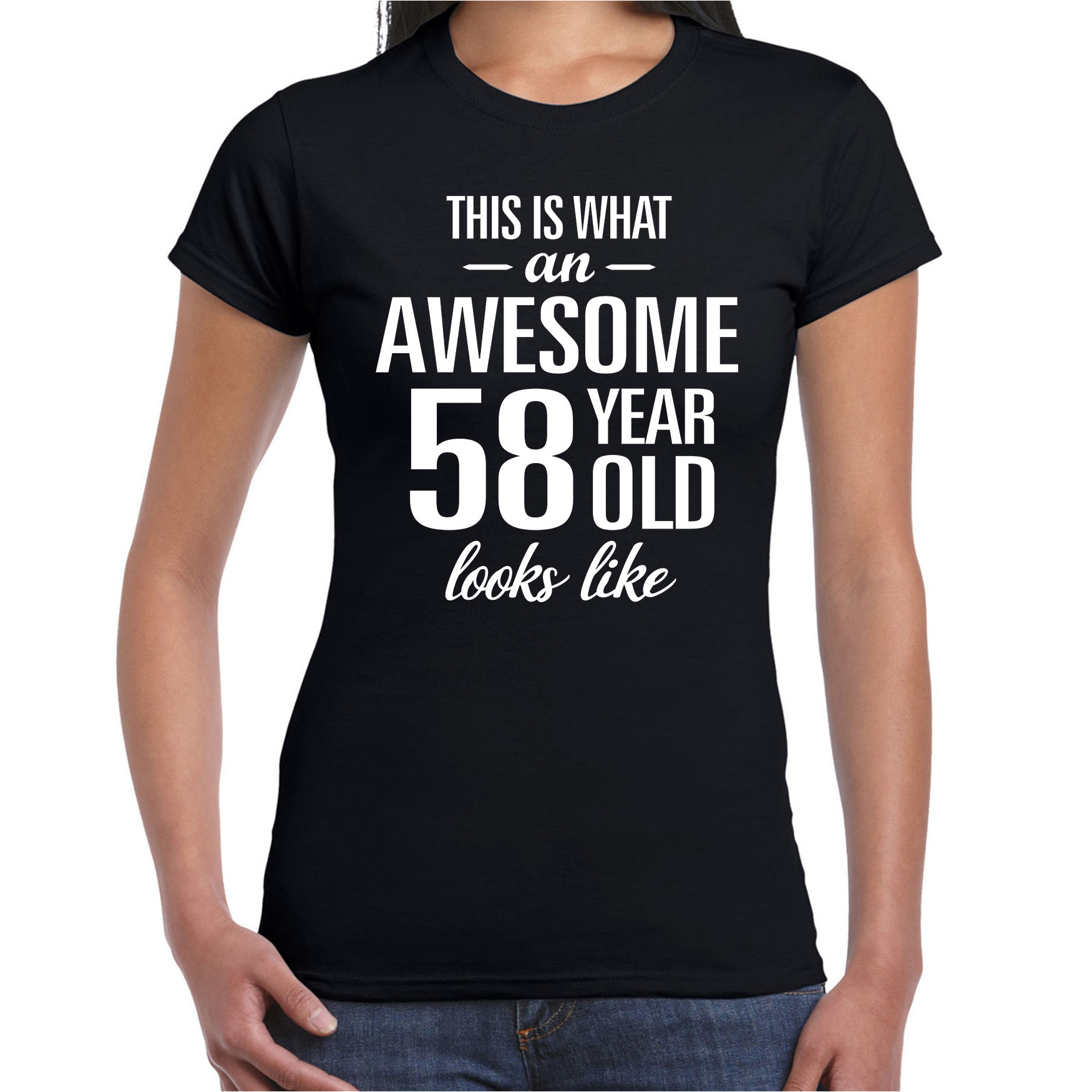 Awesome 58 year 58 jaar cadeau t shirt zwart dames
