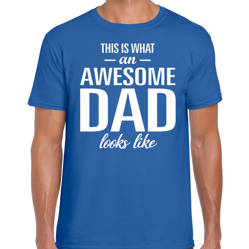 Awesome Dad cadeau t shirt blauw heren Vaderdag cadeau