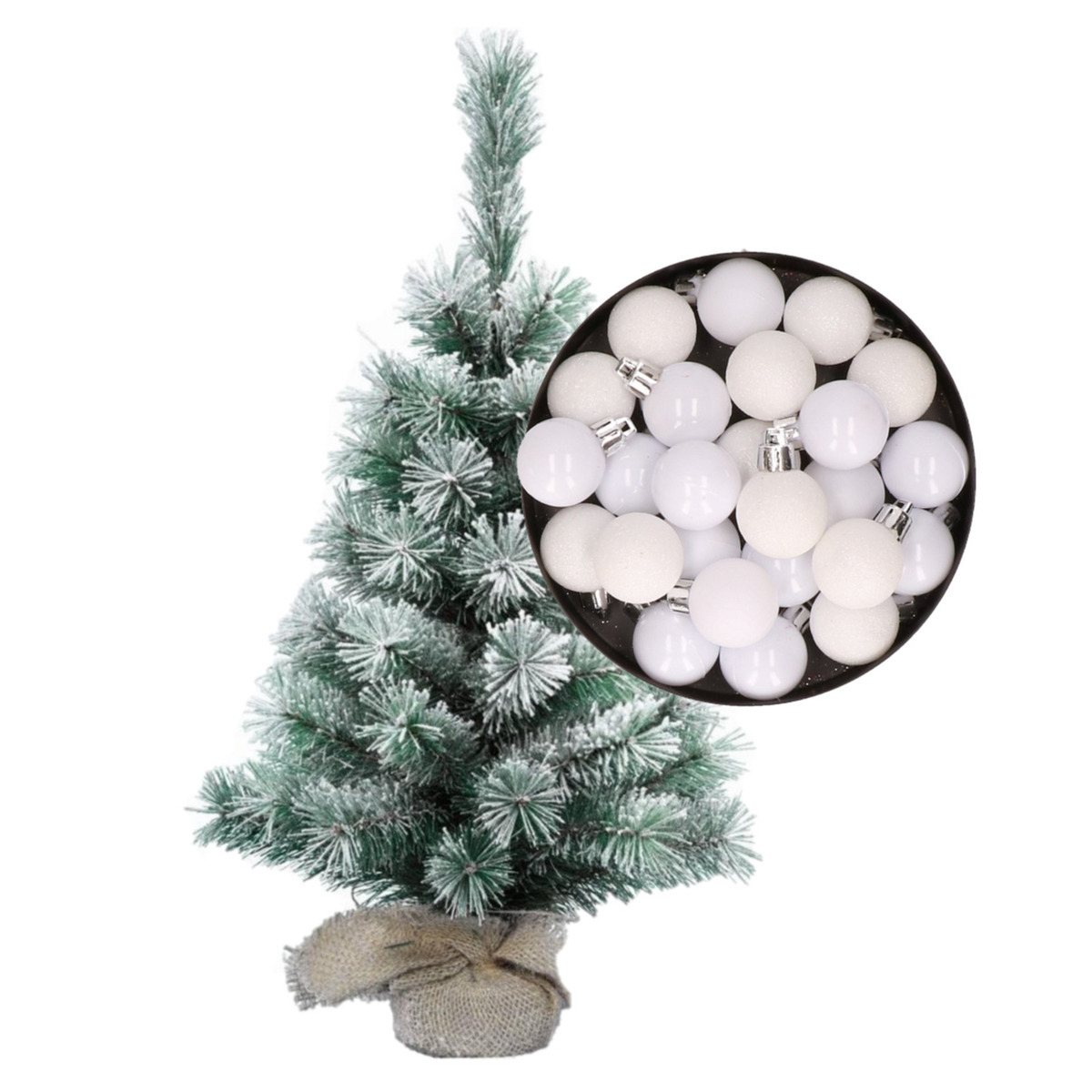 gat Veel Volg ons Besneeuwde mini kerstboom/kunst kerstboom 35 cm met kerstballen wit  bestellen voor € 17.98 bij het Knuffelparadijs