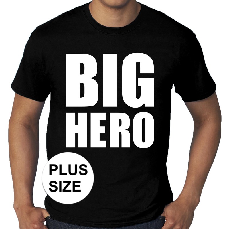 Big hero grote maten t shirt zwart heren. op dit zwarte grote maat shirt staat heel groot big hero. leuk ...