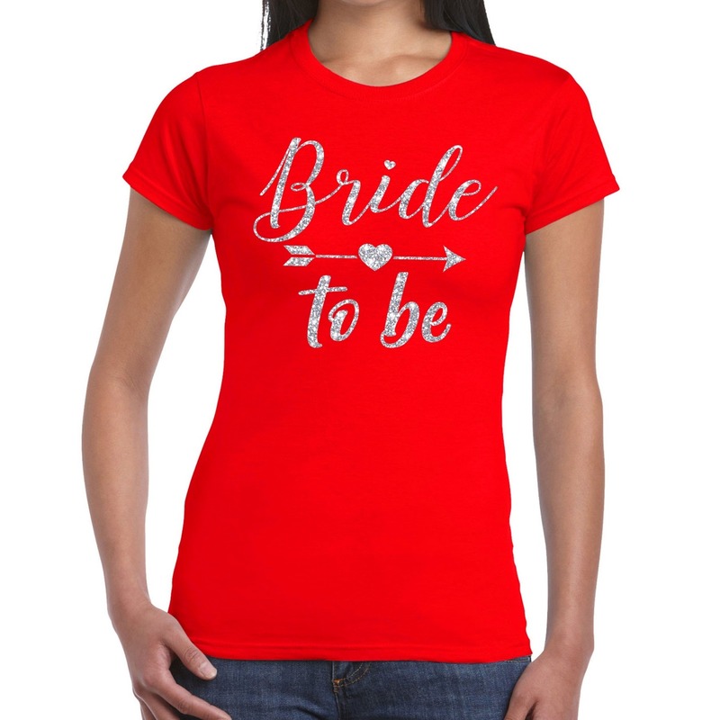 Bride to be Cupido zilver glitter t shirt rood dames