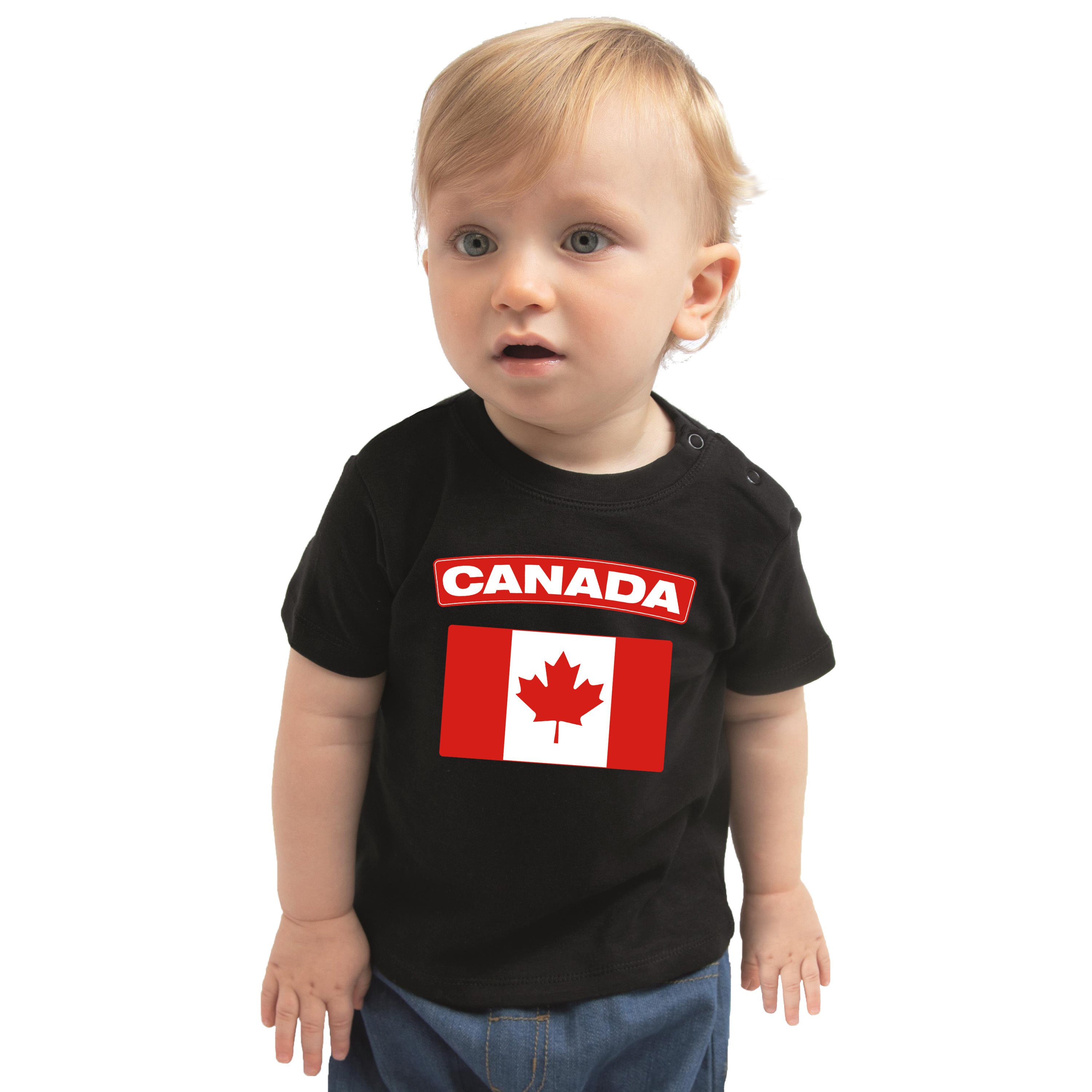 Canada t shirt met vlag zwart voor babys