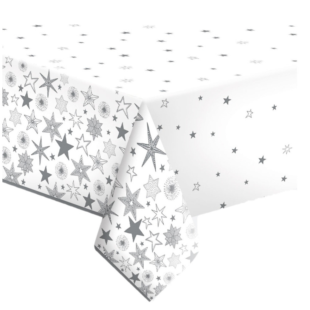 Daisy kerst tafellaken tafelkleed 120 x 180 cm papier sneeuwvlokken print rechthoekig