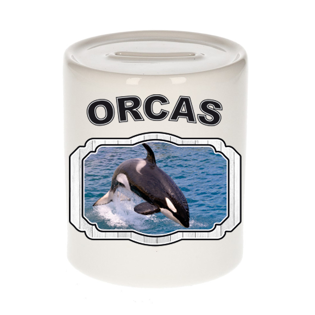 Dieren grote orka spaarpot orcas orka walvissen spaarpotten kinderen 9 cm