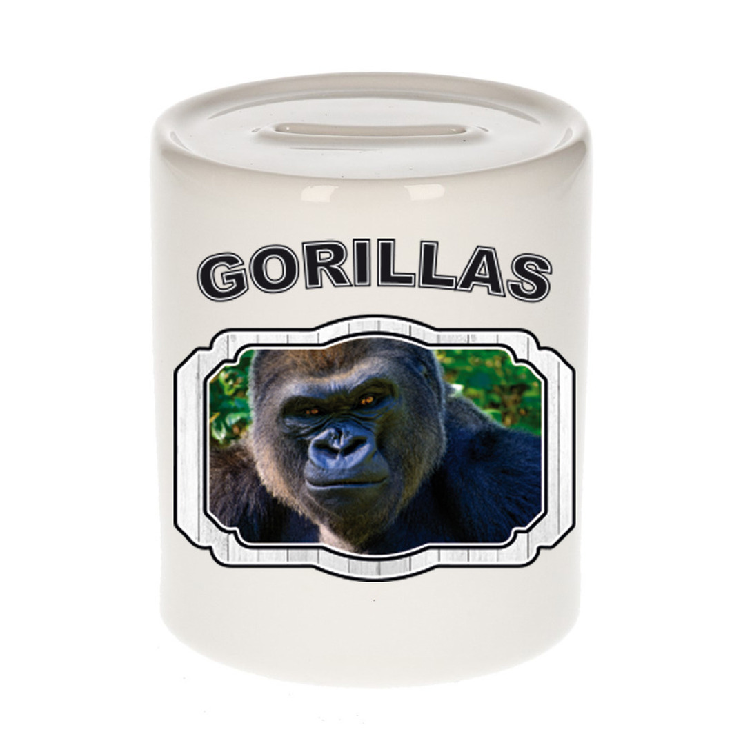 Dieren stoere gorilla spaarpot gorillas gorilla apen spaarpotten kinderen 9 cm