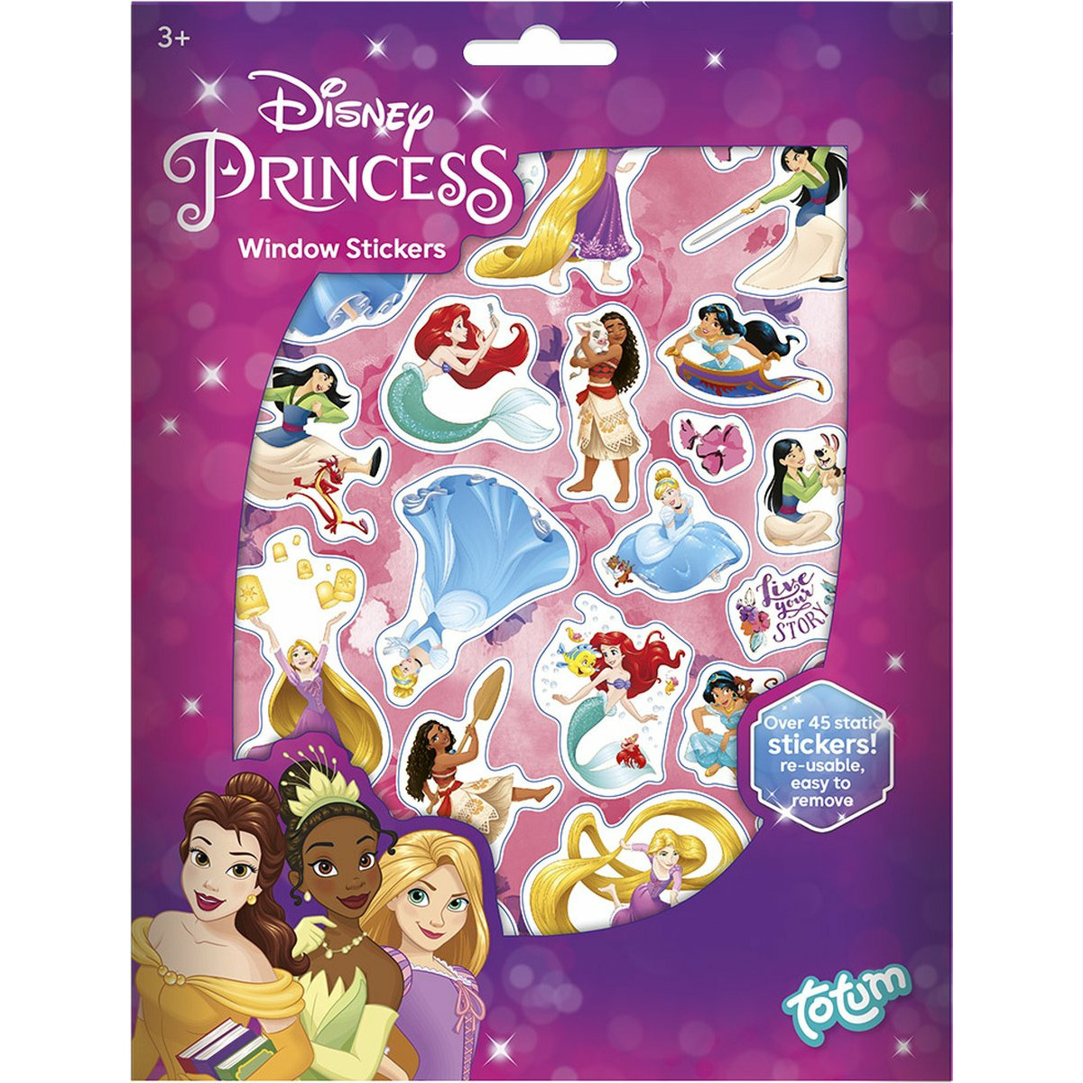 Disney Princess auto raamstickers - 45 stuks - prinsessen thema - voor kinderen