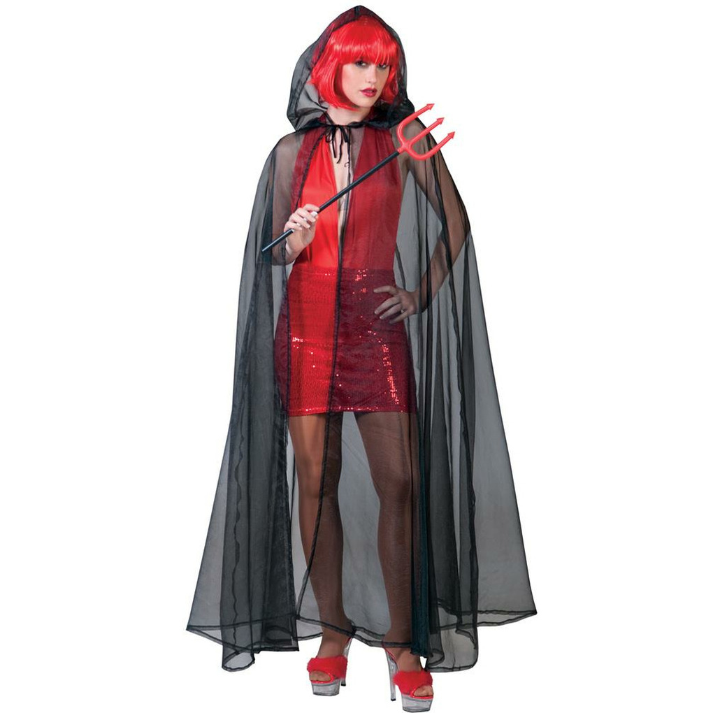 Funny Fashion Halloween verkleed cape met kap mesh stof Dames kostuum kleding