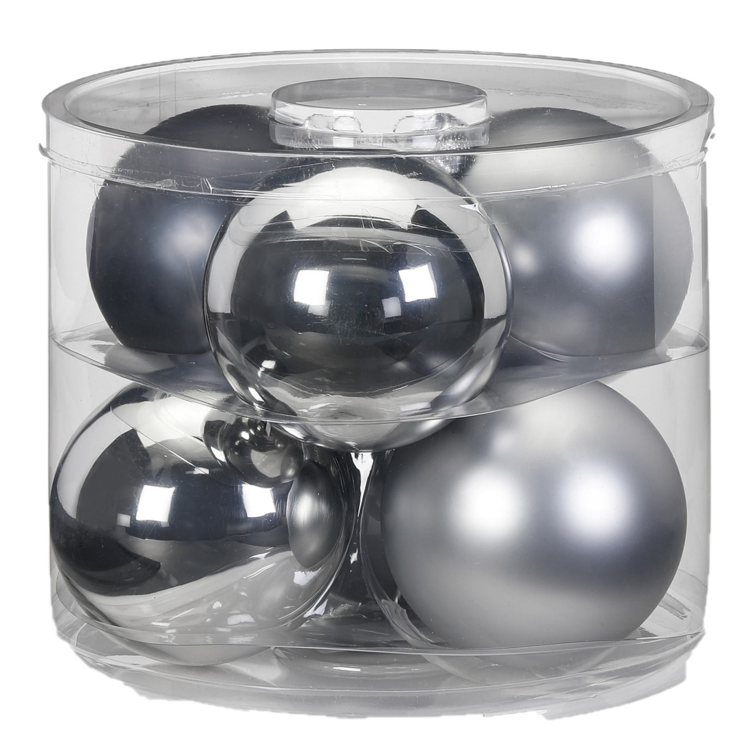 Grote kerstballen 6x st grijs zilver 10 cm glas glans mat