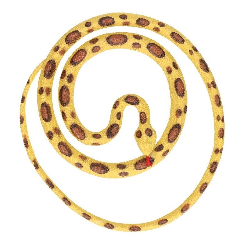Grote rubberen speelgoed Python slangen geel bruin 137 cm
