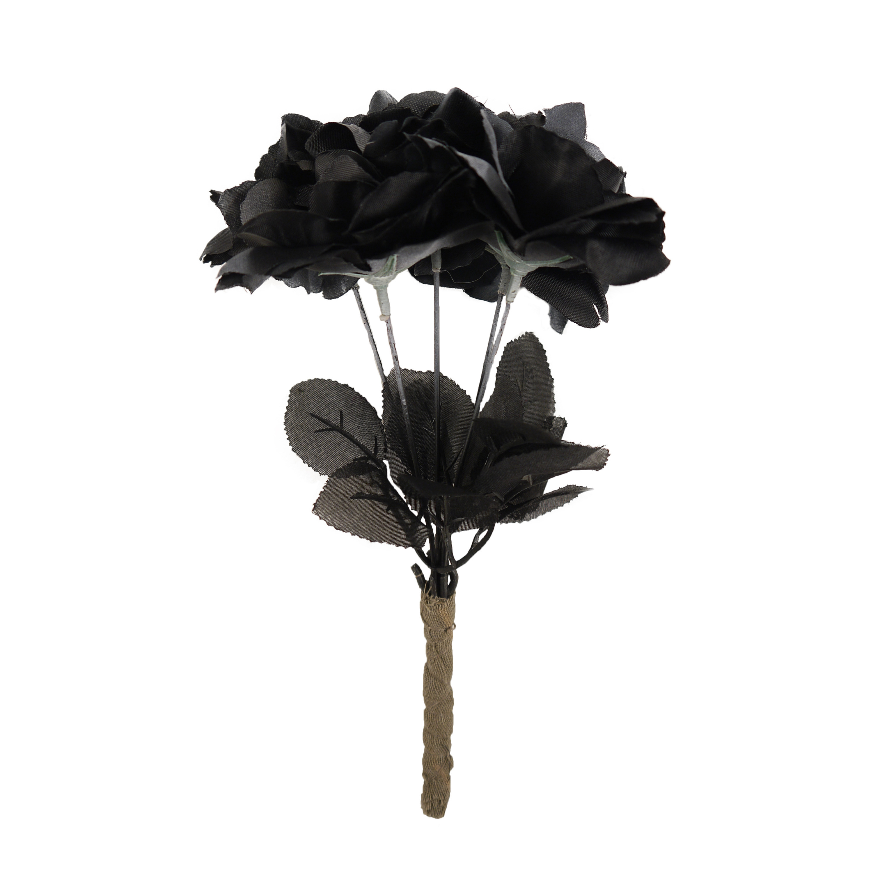 Halloween accessoires bloemen boeket zwarte rozen 35 cm