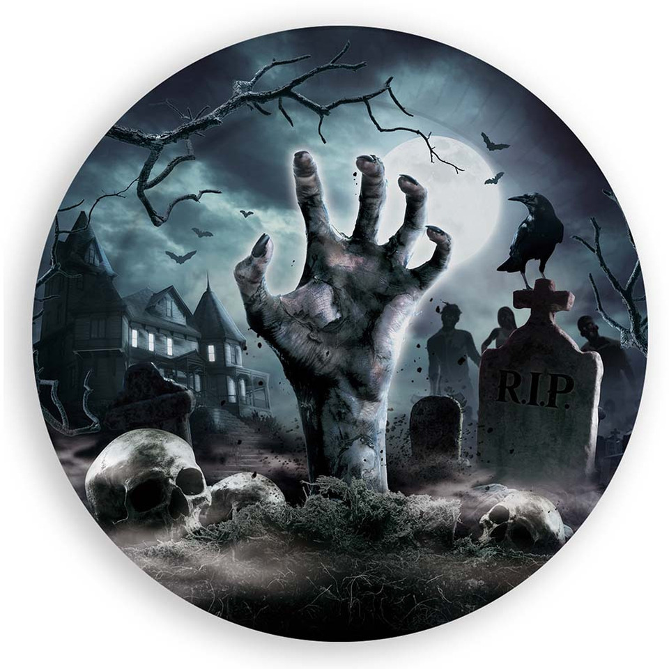 Halloween horror begrafenis bordjes 6x zwart papier D23 cm