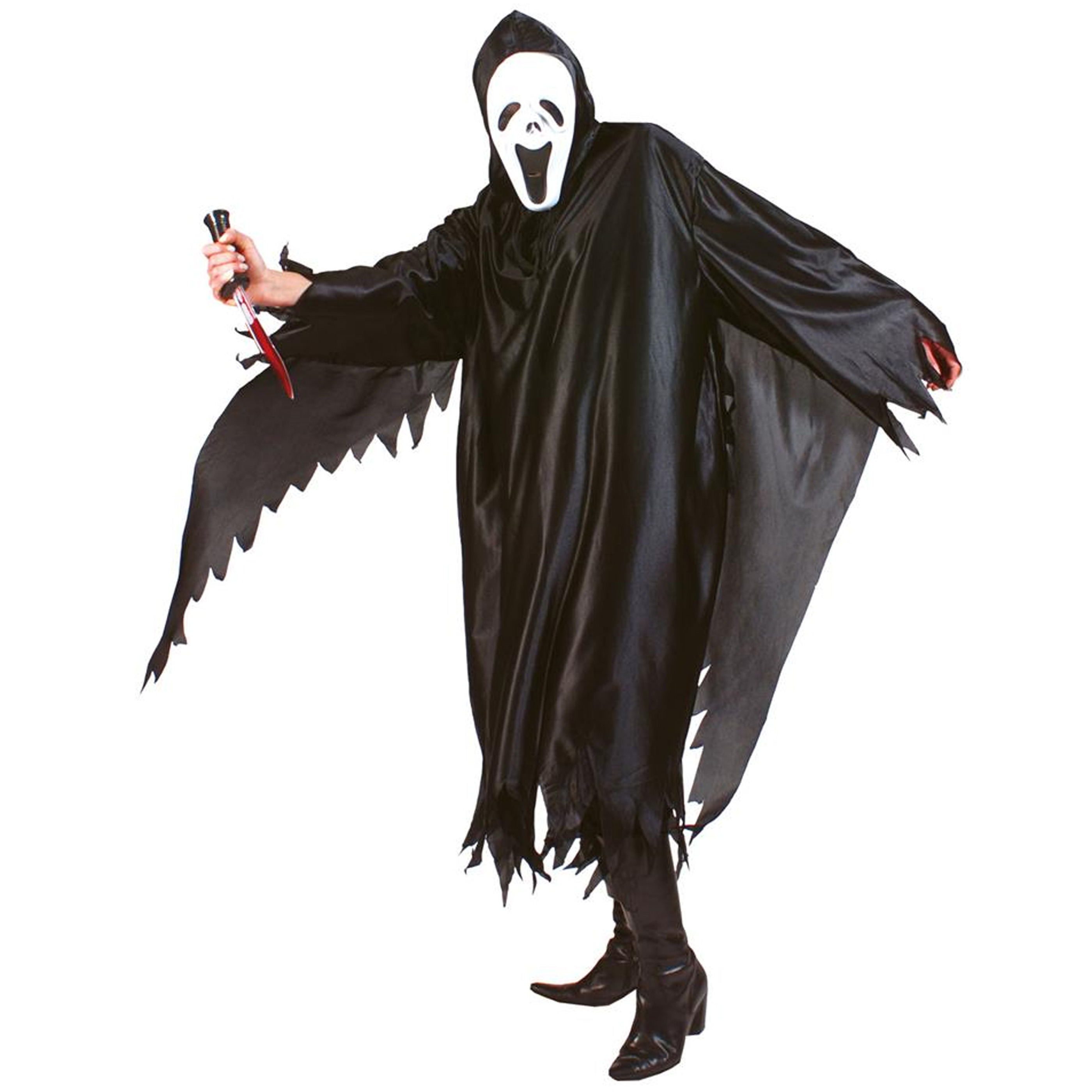 Halloween Scream verkleed cape gewaad met kap Spook geest zwart Voor volwassenen