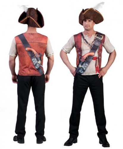 Heren t shirt met piraten opdruk 3D