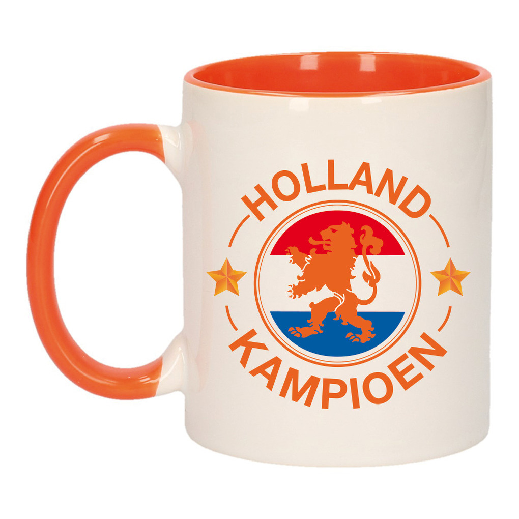 Holland kampioen leeuw mok beker oranje wit 300 ml