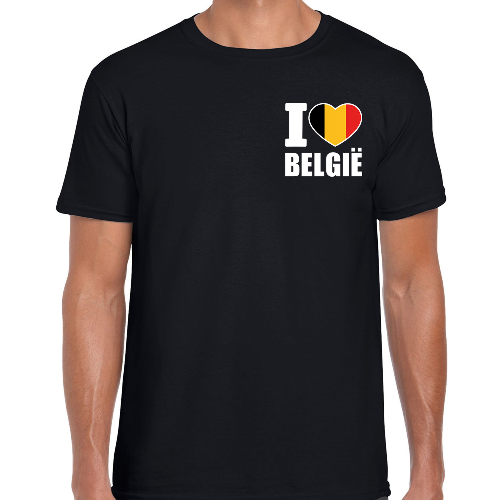 I love Belgie t shirt zwart op borst voor heren