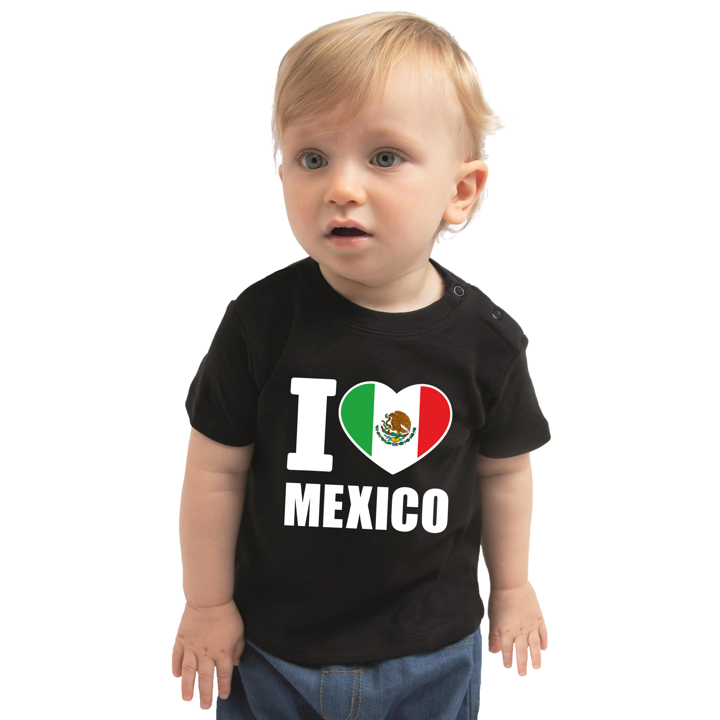 I love Mexico t shirt zwart voor babys