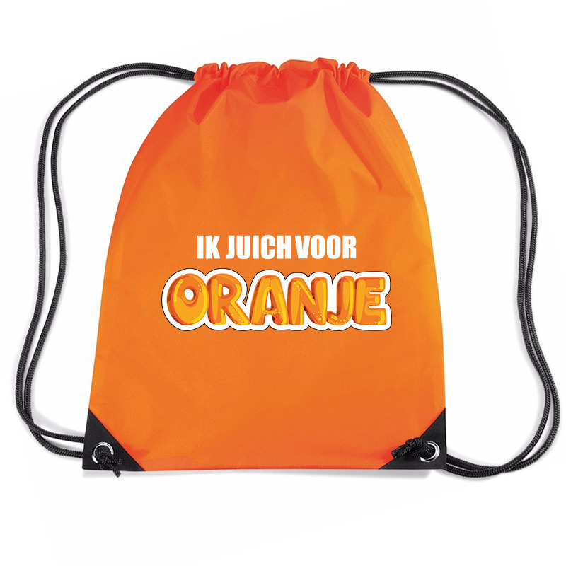 Ik juich voor oranje voetbal rugzakje sporttas met rijgkoord oranje