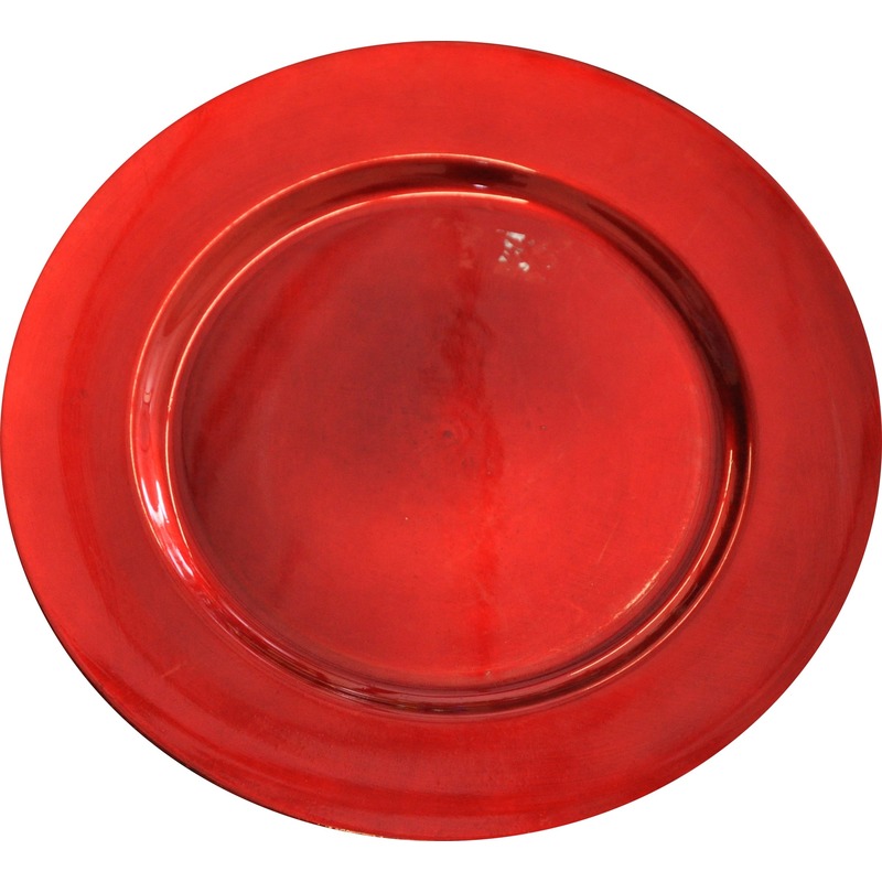 Kaarsenbord plateau rood glimmend 33 cm rond