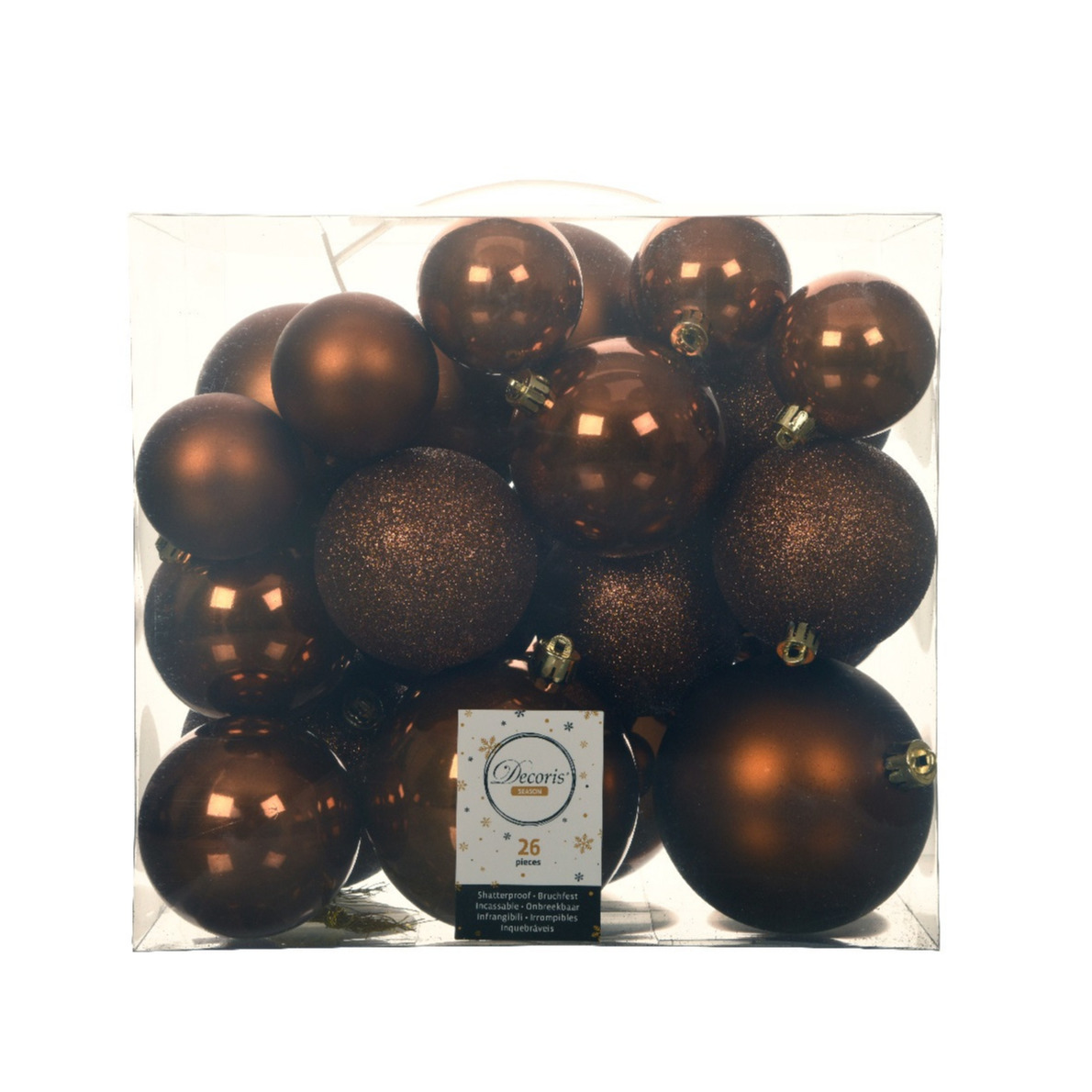 Kerstballen 26x st kaneel bruin 6 8 10 cm kunststof kerstversiering