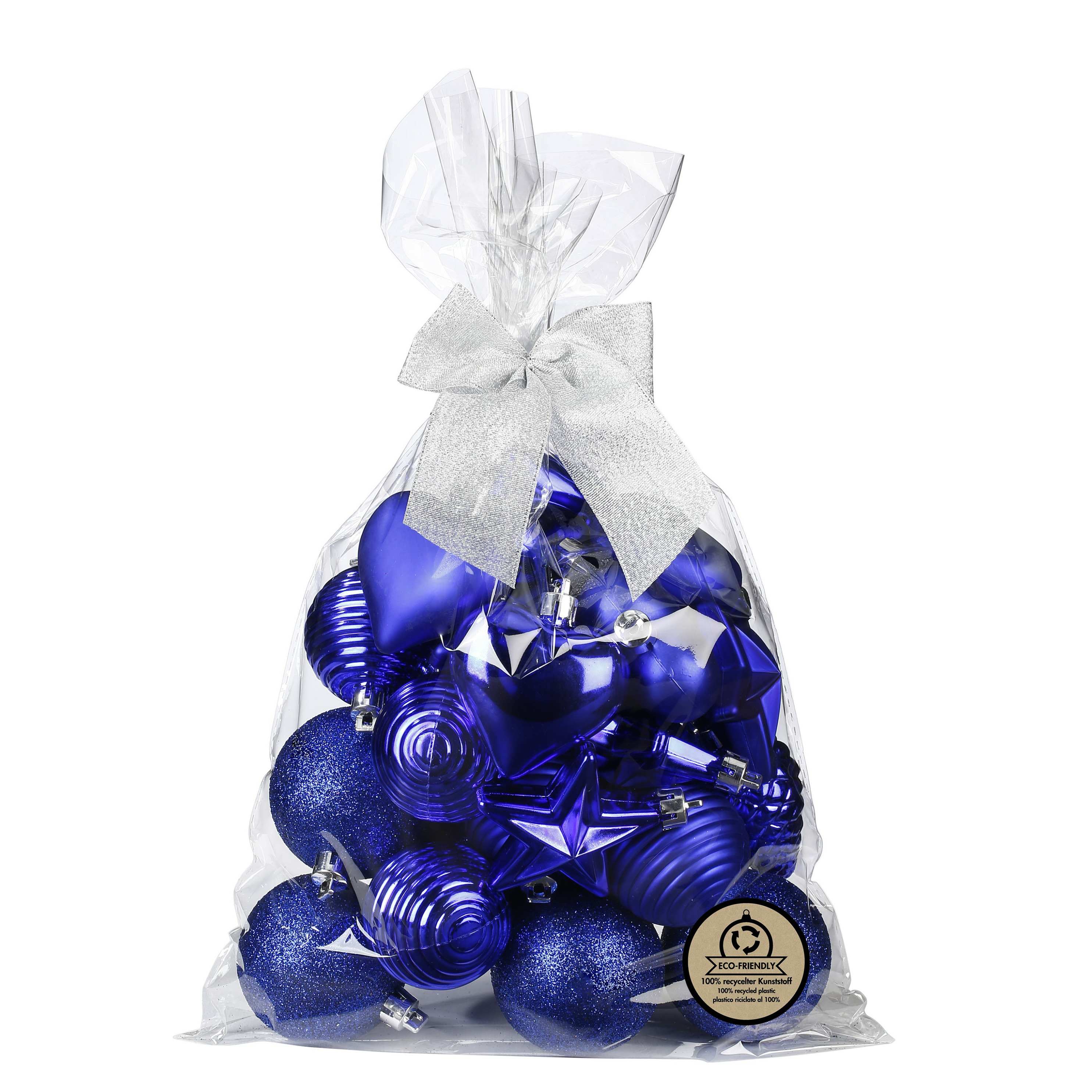 Kerstballen en ornamenten 30x kunststof kobalt blauw in giftbag