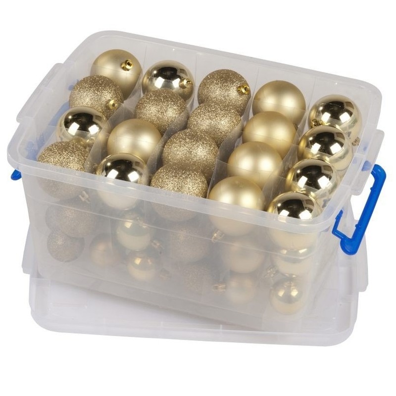 Kerstballen kerstversiering goud in box 70 stuks