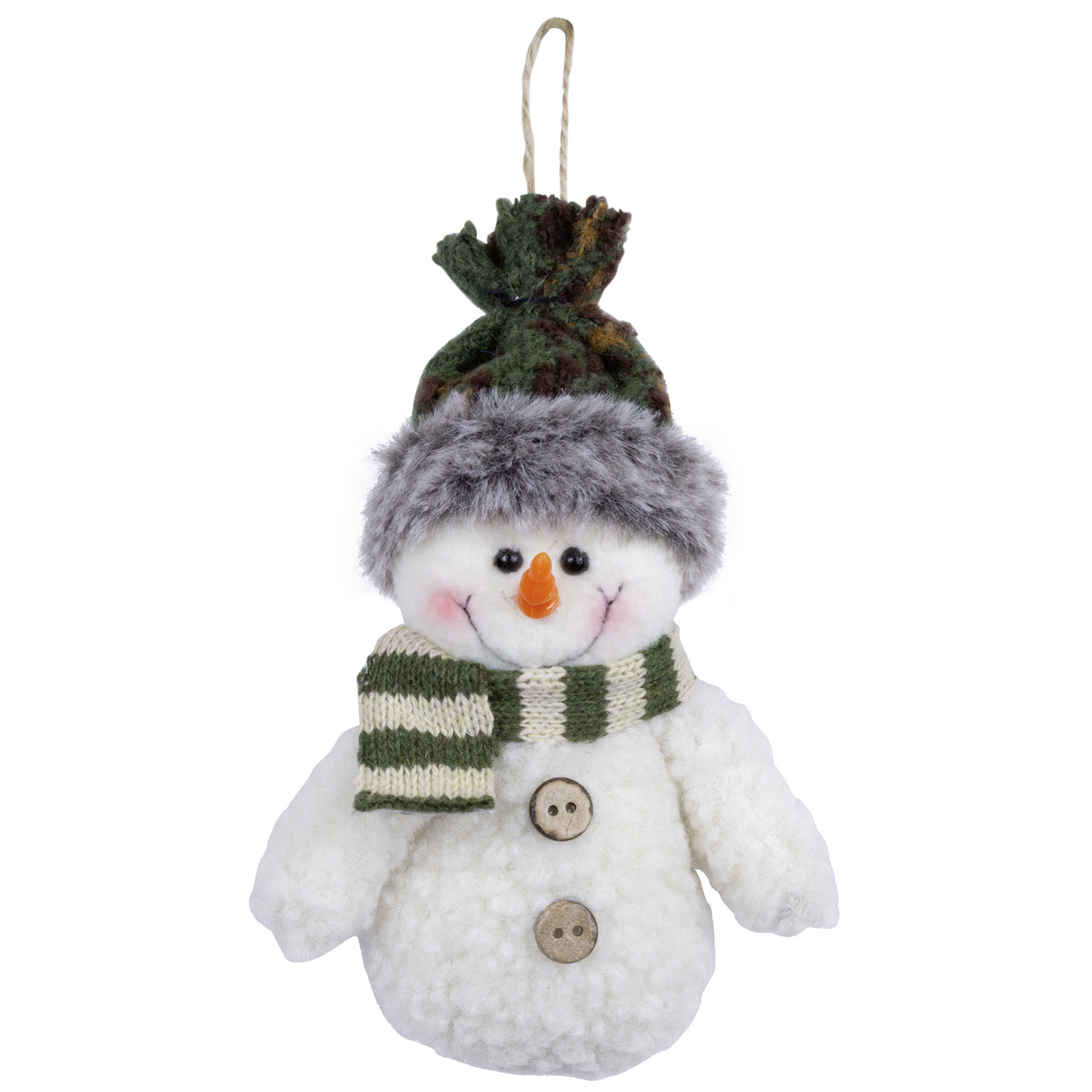 Kersthanger kerstornament sneeuwpop knuffeltje 15 cm pluche