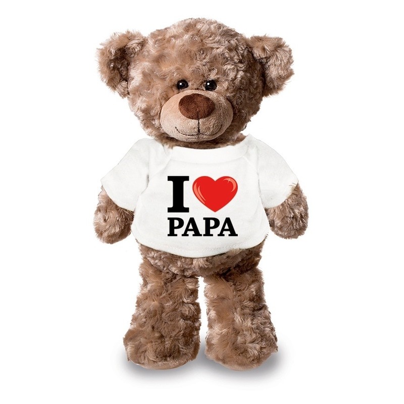 Knuffel teddybeer met I love papa shirt 24 cm