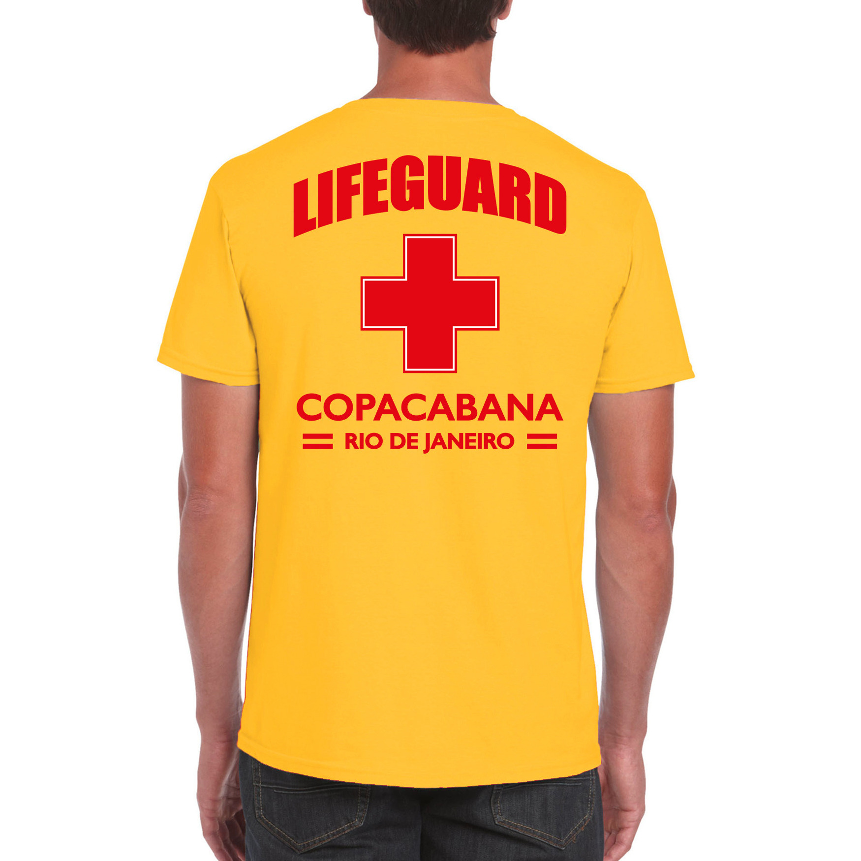 Lifeguard strandwacht verkleed t shirt shirt Lifeguard Copacabana Rio De Janeiro geel voor heren