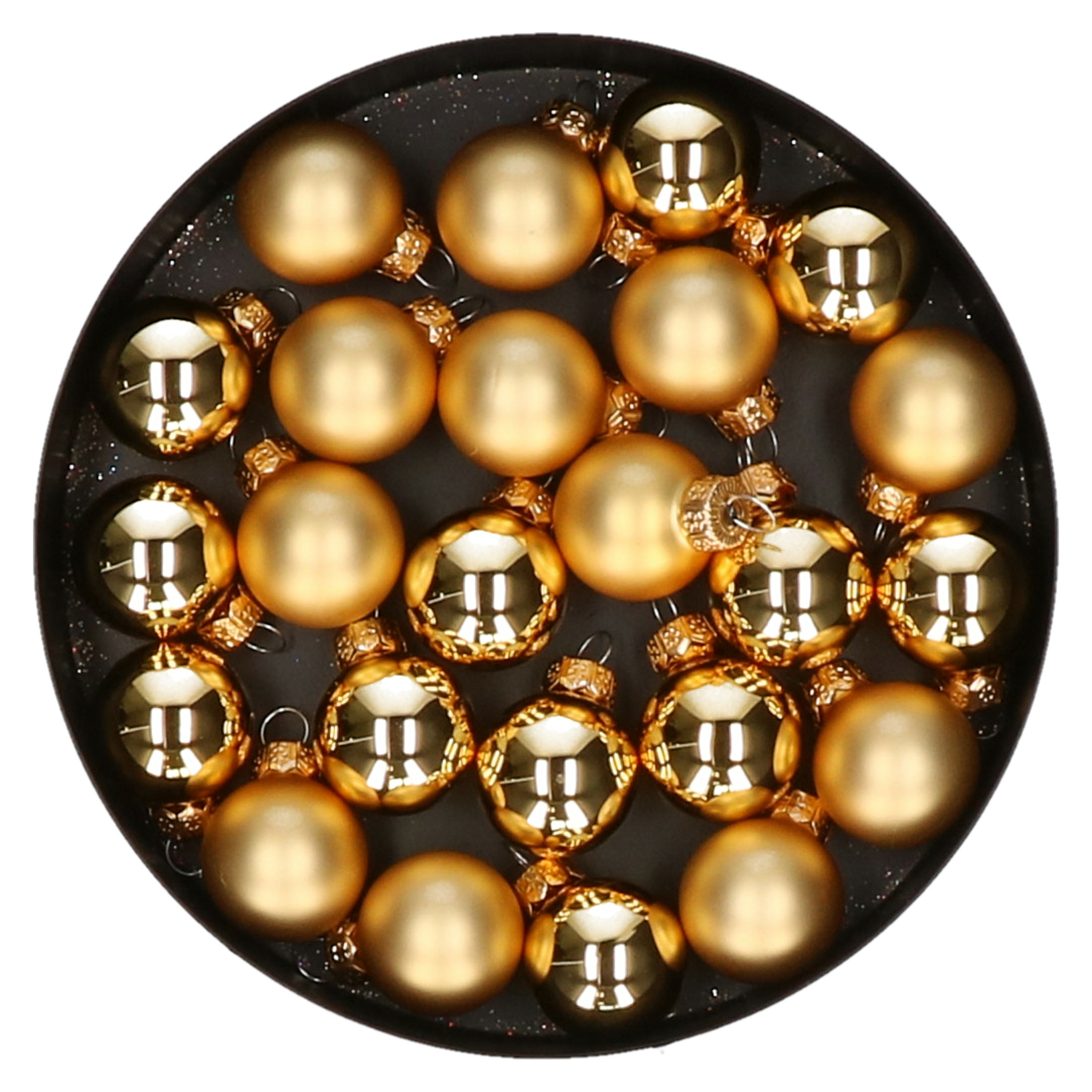 Mini kerstballen 24x stuks goud glas 2,5 cm