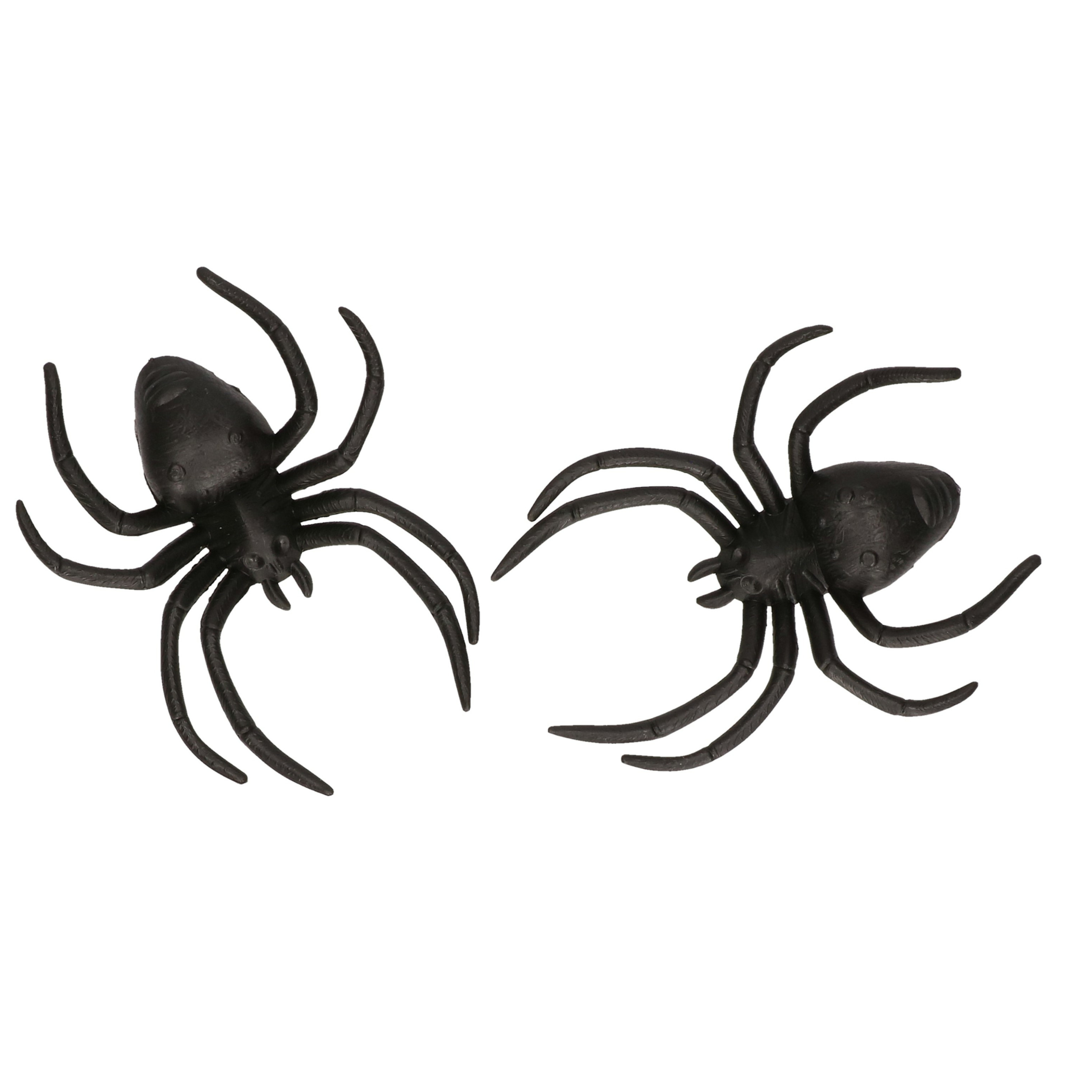 Nep spinnen spinnetjes 12 cm zwart 2x stuks Horror griezel thema decoratie beestjes