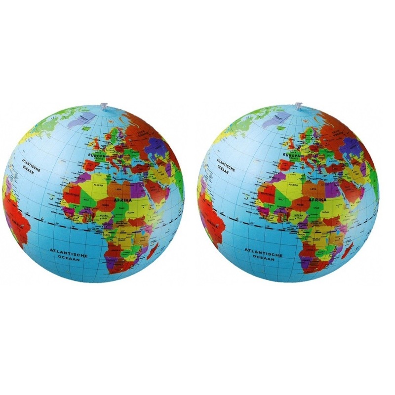 Opblaasbare strandbal wereldbol aarde 50 cm